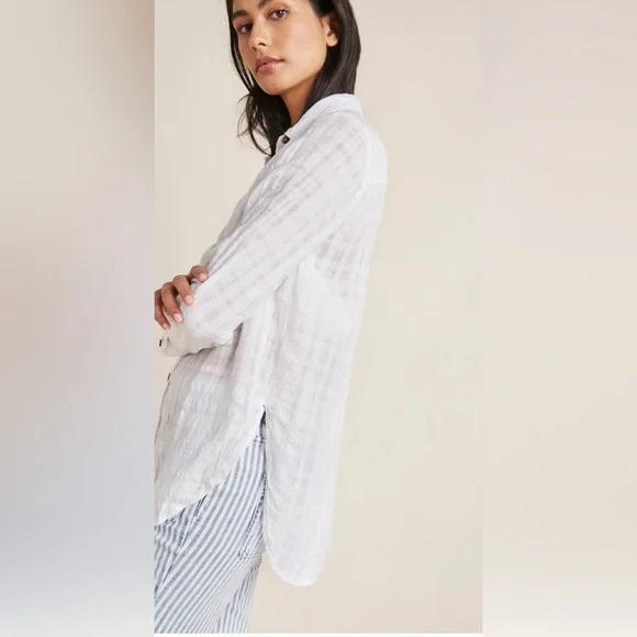 Anthropologie Pilcro Gauzy White Shirt• Sz 6 - Picture 6 of 9